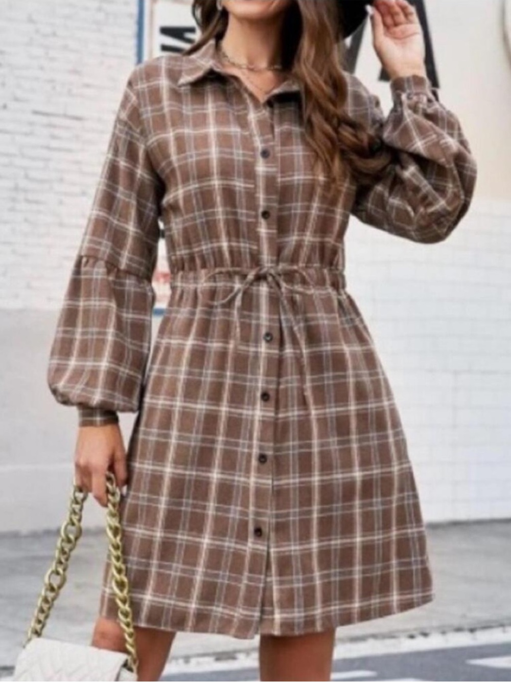 Blooming Jelly Plaid Puff Sleeve Dress